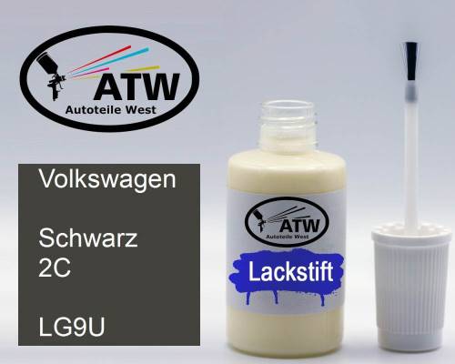 Volkswagen, Schwarz 2C, LG9U: 20ml Lackstift, von ATW Autoteile West.